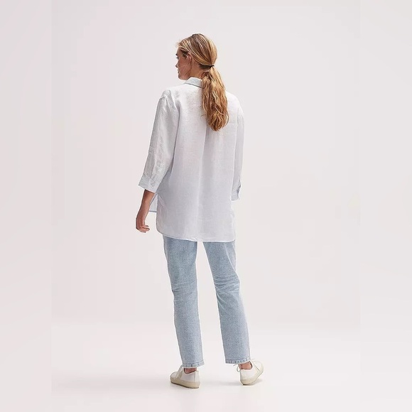 Opus Fengani Sky Preppy Blue 100% Linen Cotton Pullover Tunic Top Sz EU 38 US M - Picture 2 of 12